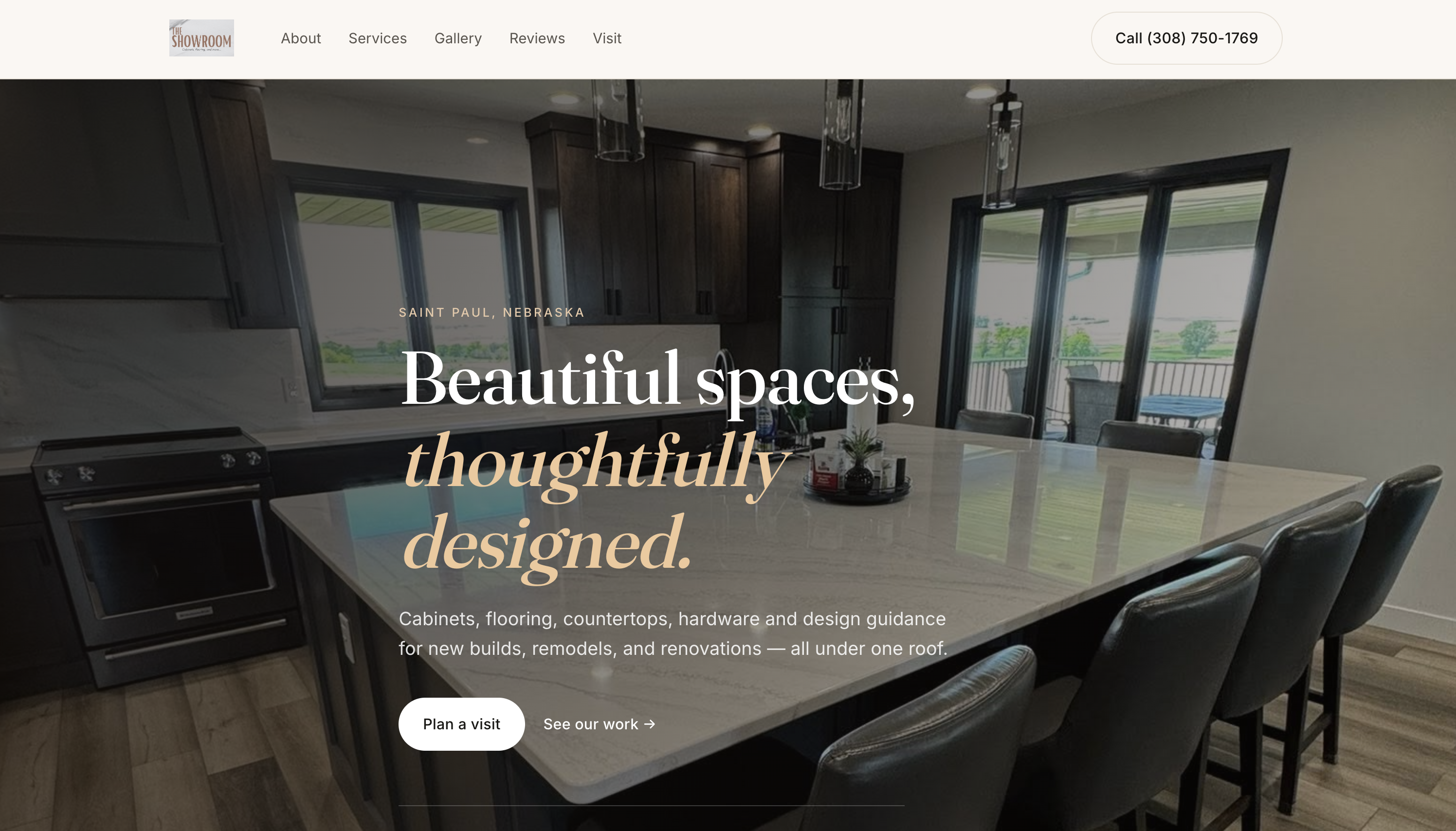 The Showroom website homepage designed by Swanson Tech Solutions